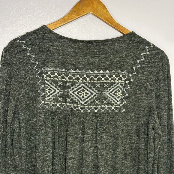 Monoreno Gray Embroidered Boho Sweater Dress Women Size Medium Pullover Tunic - Picture 13 of 13